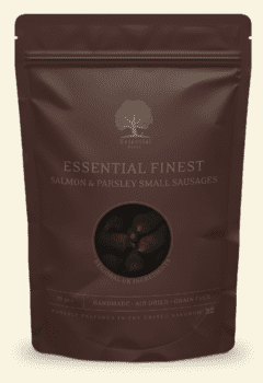 ESSENTIAL FINEST SALMON & PARSLEY SMALL SAUSAGES 20stk