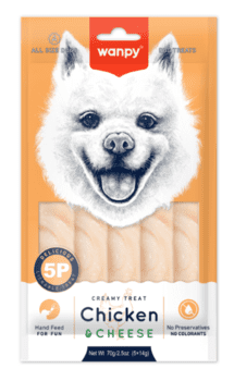 Wanpy Creamy Snack til hund - Chicken & Cheese 70g