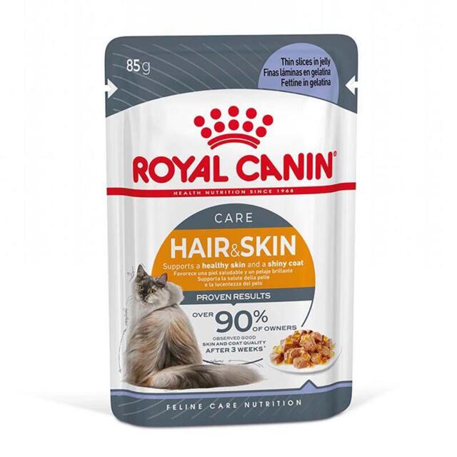 Royal Canin Hair & Skin Care bidder i sovs 12 stk vådfoder til hud og pels