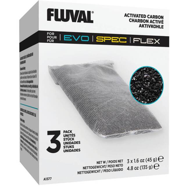 Fluval Aktiv Kul - 3 stk - Til Flex 34l & 57l & Spec