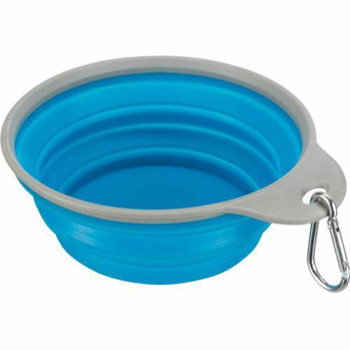 Foldable dog bowl with carabiner & fixed edge