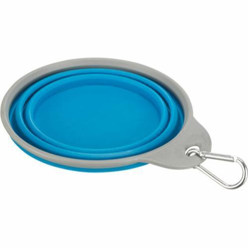 Foldable dog bowl with carabiner & fixed edge