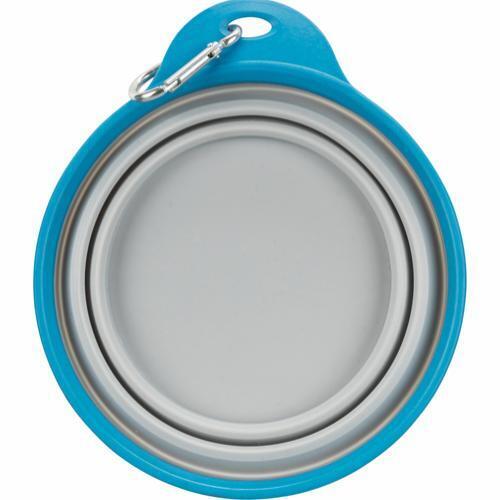 Foldable dog bowl with carabiner & fixed edge