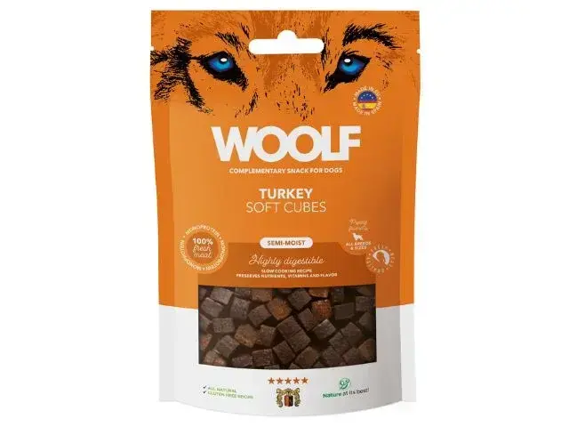 Woolf Soft Cubes Turkey 100g (LEVERING UVIST)