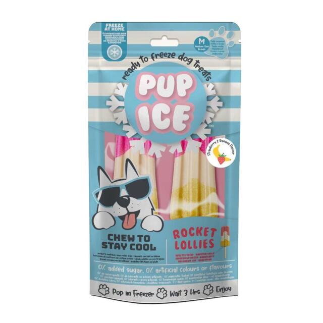 Pup Ice Raket is - Jordbær/Banan 2 stk