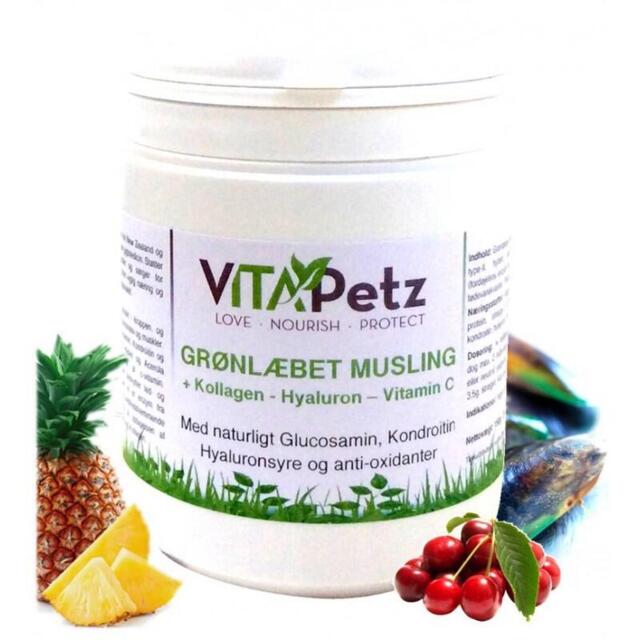 VitaPetz Grønlæbet Musling +Kollagen, Hyaluron & Vitamin C - 450g