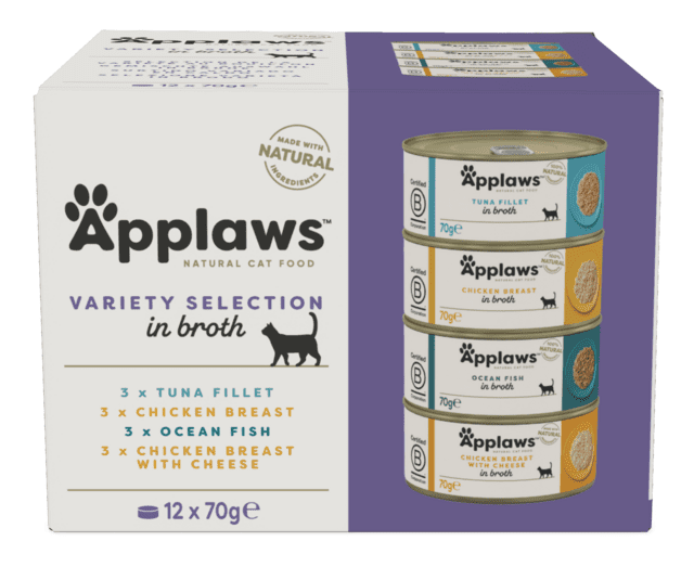 Applaws Cat Tin Variety Selection in Broth til voksne katte (12 x 70 g)