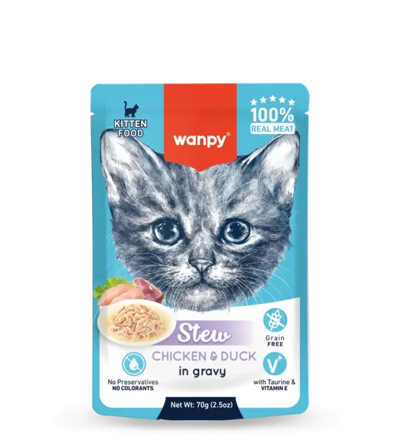 Wanpy Cat Kitten Stew – Chicken & Duck in Gravy 70 g