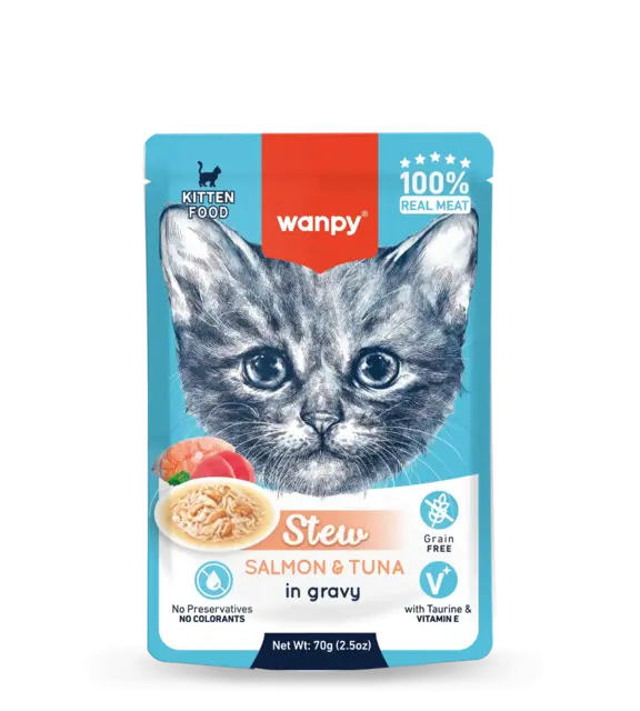 Wanpy Cat Kitten Stew – Salmon & Tuna in Gravy 70 g