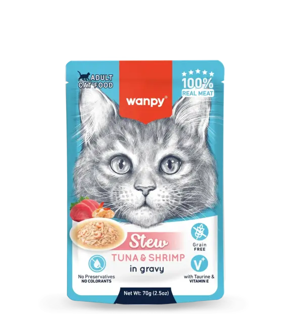 Wanpy Cat Stew – Tuna & Shrimp in Gravy 70 g