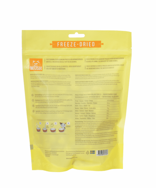 MUSH Vaisto® Cat Gul Frysetørret – Kylling & Okse