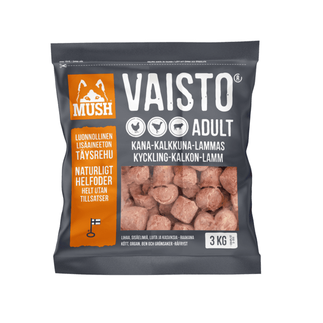 MUSH Vaisto® Grå (kylling, kalkun, lam) 3 kg