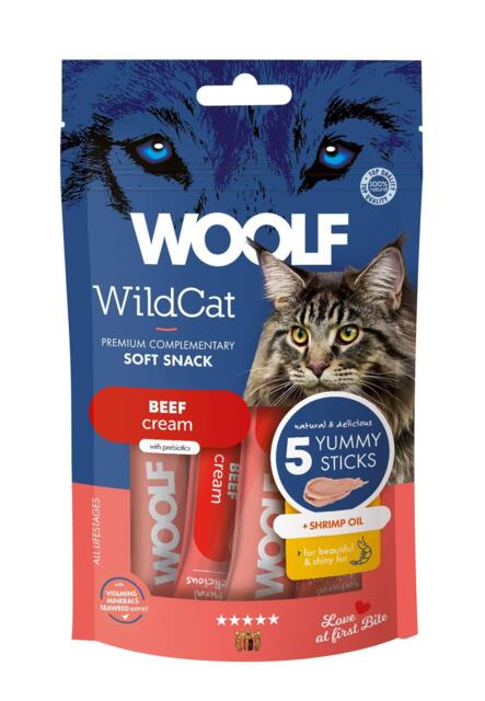 Woolf Wildcat Cream 5 stk, Beef + Shrimp Oil
