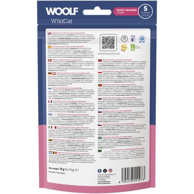 Woolf Wildcat Cream – Duck & Salmon + Oligosaccharider 5 stk