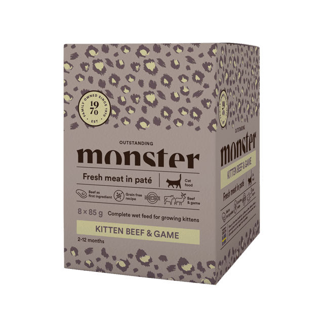 Monster Cat Pouches Kitten – Beef & Game (8 x 85 g)