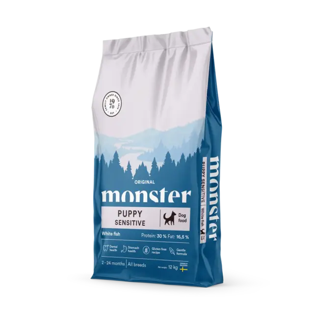 Monster Dog Original Puppy Sensitive 12 kg – Skånsomt hvalpefoder til sarte maver