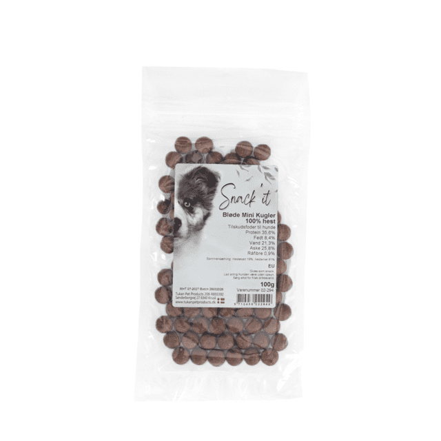 Snack’it Bløde Mini Kugler med hest 100 g naturlig hundesnack