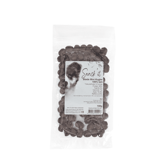 Snack’it Bløde Mini Kugler med lam 100 g naturlig hundesnack